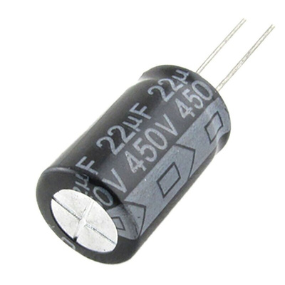 Rubycon 22μF Aluminium Electrolytic Capacitor 450V dc, Radial, Through Hole - 450BXC22MEFC16X20