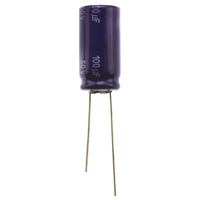 Panasonic 100μF Aluminium Electrolytic Capacitor 50V dc, Radial, Through Hole - ECEA1HN101U