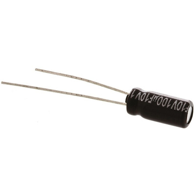 Panasonic 100μF Aluminium Electrolytic Capacitor 10V dc, Radial, Through Hole - EEUEB1A101S