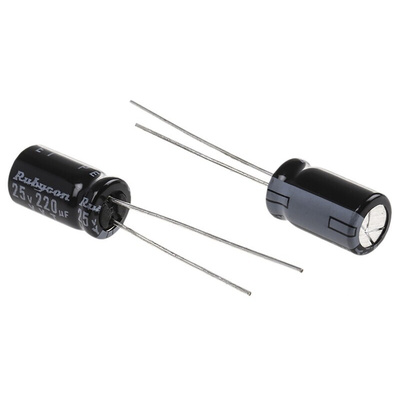 Rubycon 220μF Aluminium Electrolytic Capacitor 25V dc, Radial, Through Hole - 25YXJ220M6.3X11