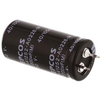 EPCOS 2200μF Aluminium Electrolytic Capacitor 80V dc, Snap-In - B41252A0228M000