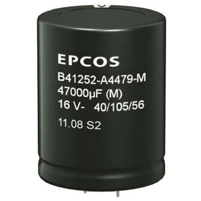 EPCOS 4700μF Aluminium Electrolytic Capacitor 100V dc, Snap-In - B41252A9478M000