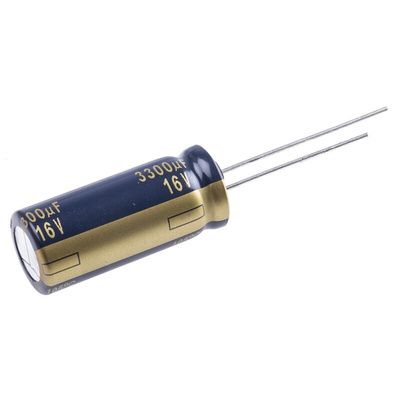 Panasonic 3300μF Aluminium Electrolytic Capacitor 16V dc, Radial, Through Hole - EEUFK1C332L