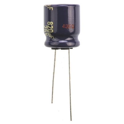Panasonic 820μF Aluminium Electrolytic Capacitor 25V dc, Radial, Through Hole - EEUFK1E821S