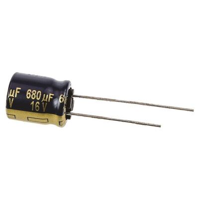 Panasonic 680μF Aluminium Electrolytic Capacitor 16V dc, Radial, Through Hole - EEUFK1C681