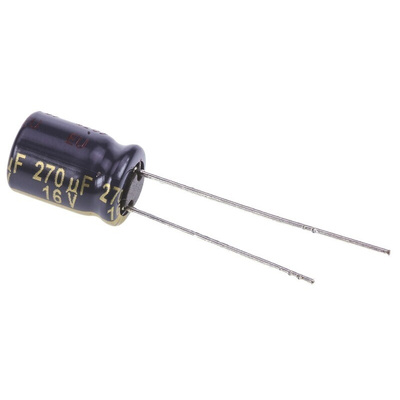 Panasonic 270μF Aluminium Electrolytic Capacitor 16V dc, Radial, Through Hole - EEUFC1C271