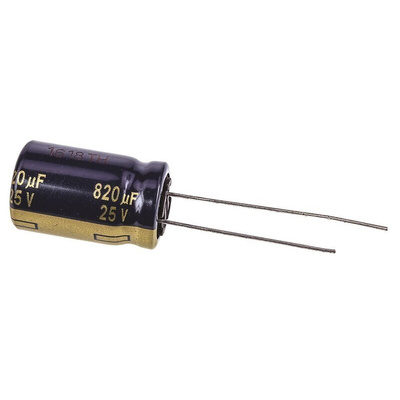 Panasonic 820μF Aluminium Electrolytic Capacitor 25V dc, Radial, Through Hole - EEUFC1E821S