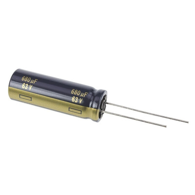 Panasonic 680μF Aluminium Electrolytic Capacitor 63V dc, Radial, Through Hole - EEUFC1J681L