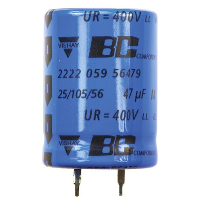 Vishay 47μF Aluminium Electrolytic Capacitor 400V dc, Snap-In - MAL205956479E3