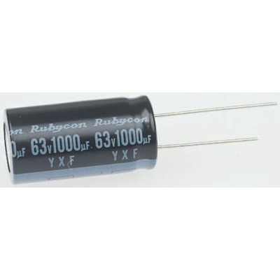 Rubycon 10000μF Electrolytic Capacitor 6.3V dc, Through Hole - 6.3YXF10000M16X31.5