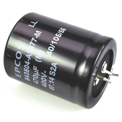 EPCOS 470μF Aluminium Electrolytic Capacitor 400V dc, Snap-In - B43504A9477M000