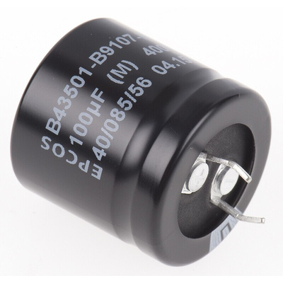 EPCOS 100μF Aluminium Electrolytic Capacitor 400V dc, Snap-In - B43501B9107M