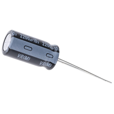 Nichicon 2200μF Aluminium Electrolytic Capacitor 10V dc, Radial, Through Hole - UVR1A222MPD