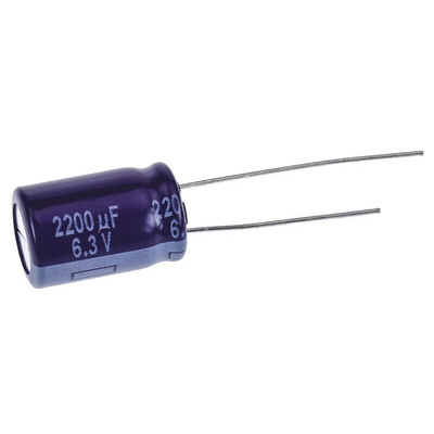 Panasonic 2200μF Aluminium Electrolytic Capacitor 6.3V dc, Radial, Through Hole - ECA0JM222