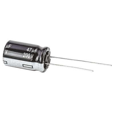 Panasonic 47μF Aluminium Electrolytic Capacitor 200V dc, Radial, Through Hole - EEUEE2D470