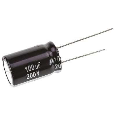 Panasonic 100μF Aluminium Electrolytic Capacitor 200V dc, Radial, Through Hole - EEUEE2D101