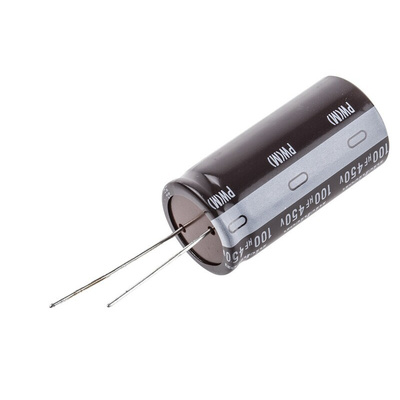 Nichicon 100μF Aluminium Electrolytic Capacitor 450V dc, Radial, Through Hole - UPW2W101MRD
