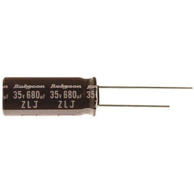Rubycon 680μF Aluminium Electrolytic Capacitor 25V dc, Radial, Through Hole - 25ZLJ680M10X16