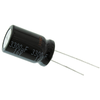 Panasonic 3300μF Aluminium Electrolytic Capacitor 16V dc, Radial, Through Hole - EEUHD1C332