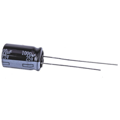 Panasonic 1000μF Aluminium Electrolytic Capacitor 25V dc, Radial, Through Hole - EEUHD1E102