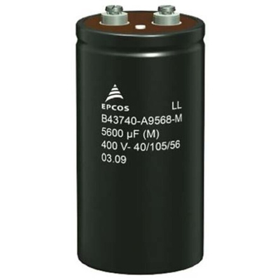 EPCOS 5600μF Electrolytic Capacitor 350V dc, Screw Mount - B43740A4568M000