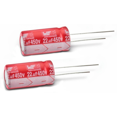 Wurth Elektronik 100μF Aluminium Electrolytic Capacitor 25V dc, Radial, Through Hole - 860240474005