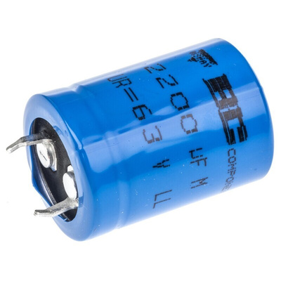 Vishay 2200μF Aluminium Electrolytic Capacitor 63V dc, Snap-In - MAL209018222E3