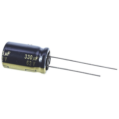 Panasonic 330μF Aluminium Electrolytic Capacitor 63V dc, Radial, Through Hole - EEUFC1J331
