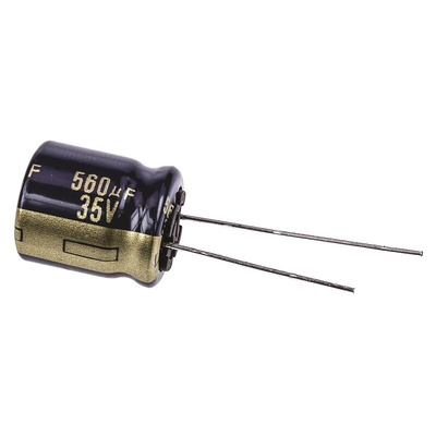 Panasonic 560μF Aluminium Electrolytic Capacitor 35V dc, Radial, Through Hole - EEUFK1V561S