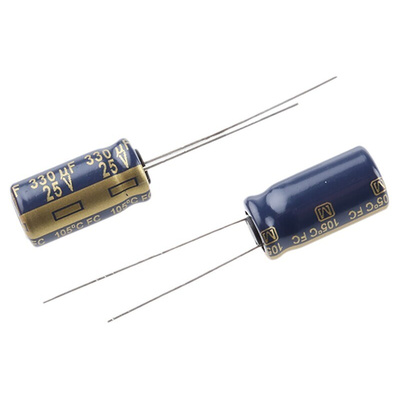 Panasonic 330μF Aluminium Electrolytic Capacitor 25V dc, Radial, Through Hole - EEUFC1E331L