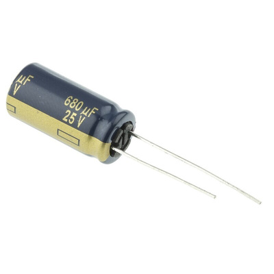 Panasonic 680μF Aluminium Electrolytic Capacitor 25V dc, Radial, Through Hole - EEUFC1E681