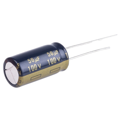 Panasonic 56μF Aluminium Electrolytic Capacitor 100V dc, Radial, Through Hole - EEUFC2A560