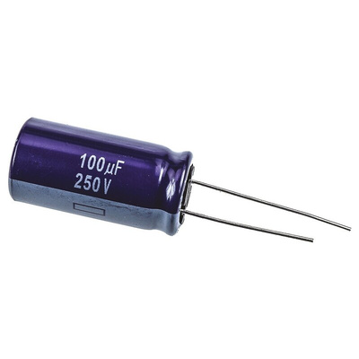 Panasonic 100μF Aluminium Electrolytic Capacitor 250V dc, Radial, Through Hole - ECA2EM101