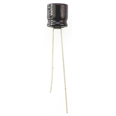 Panasonic 100μF Aluminium Electrolytic Capacitor 10V dc, Radial, Through Hole - EEAGA1A101