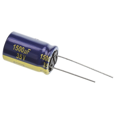 Panasonic 1500μF Aluminium Electrolytic Capacitor 35V dc, Radial, Through Hole - EEUFC1V152