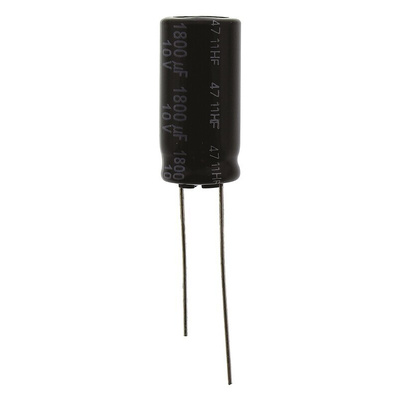 Panasonic 1800μF Aluminium Electrolytic Capacitor 10V dc, Radial, Through Hole - EEUFR1A182