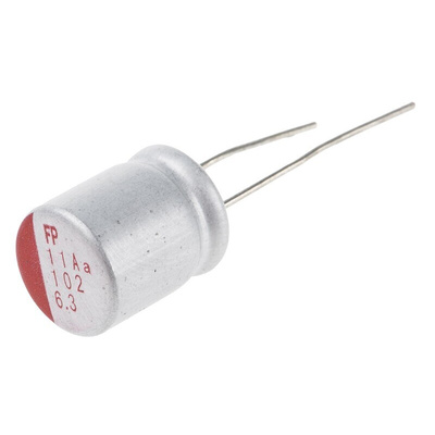 Nichicon 1000μF Polymer Aluminium Solid Electrolytic Capacitor 6.3V dc, Radial, Through Hole - RNS0J102MDN1PH