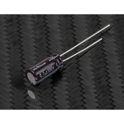 Nichicon 4.7μF Aluminium Electrolytic Capacitor 100V dc, Radial, Through Hole - UPW2A4R7MDD