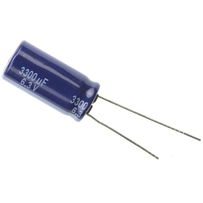 Panasonic 3300μF Aluminium Electrolytic Capacitor 6.3V dc, Radial, Through Hole - ECA0JM332