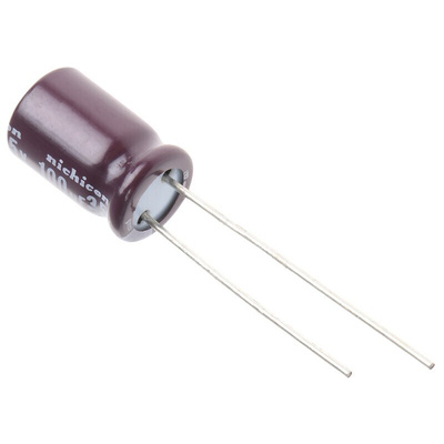 Nichicon 100μF Aluminium Electrolytic Capacitor 35V dc, Radial, Through Hole - UPV1V101MGD