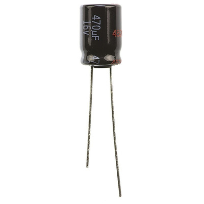 Panasonic 470μF Aluminium Electrolytic Capacitor 16V dc, Radial, Through Hole - EEUHD1C471