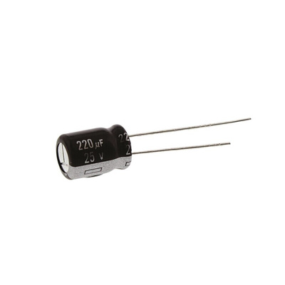 Panasonic 220μF Aluminium Electrolytic Capacitor 25V dc, Radial, Through Hole - EEUEB1E221S