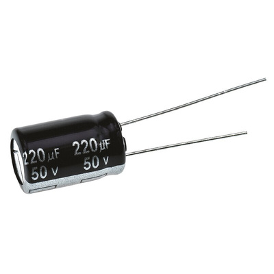 Panasonic 220μF Aluminium Electrolytic Capacitor 50V dc, Radial, Through Hole - EEUEB1H221