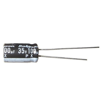 Rubycon 47μF Aluminium Electrolytic Capacitor 63V dc, Radial, Through Hole - 63PX47MEFC6.3X11