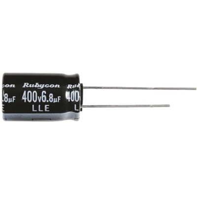 Rubycon 2.2μF Aluminium Electrolytic Capacitor 400V dc, Radial, Through Hole - 400LLE2,2MEFC8X11.5