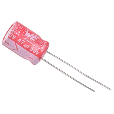 Wurth Elektronik 47μF Aluminium Electrolytic Capacitor 50V dc, Radial, Through Hole - 860240674005