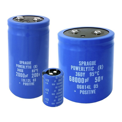 Vishay 7400μF Aluminium Electrolytic Capacitor 200V dc, Screw Terminal - 36DX742F200DF2A
