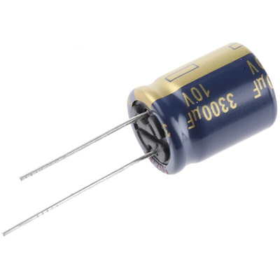 Panasonic 3300μF Aluminium Electrolytic Capacitor 10V dc, Radial, Through Hole - EEUFC1A332S