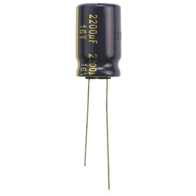 Panasonic 2200μF Aluminium Electrolytic Capacitor 16V dc, Radial, Through Hole - EEUFK1C222