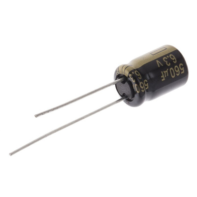Panasonic 560μF Aluminium Electrolytic Capacitor 6.3V dc, Radial, Through Hole - EEUFM0J561